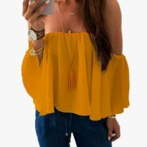 Off-Shoulder Yellow Blouse Size Small